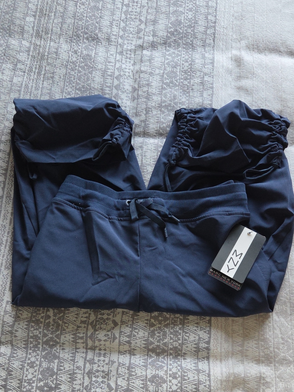 NYDJ Navy Elastic Waist Drawstring Joggers
